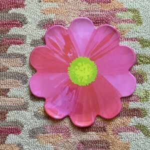 🌸Bright Pink and Green Flower-shaped Melamine Plate 8.5” Plate #2